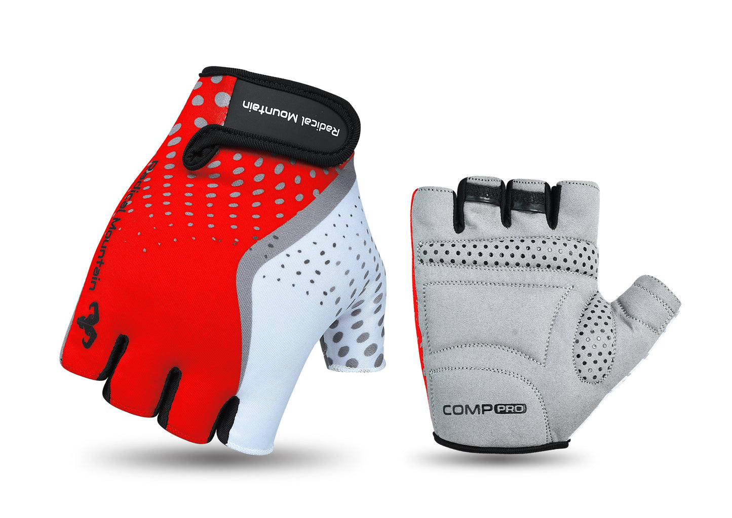 Guantes de dedos cortos Radical Mountain 1484 - Blanco/Rojo, Talla M