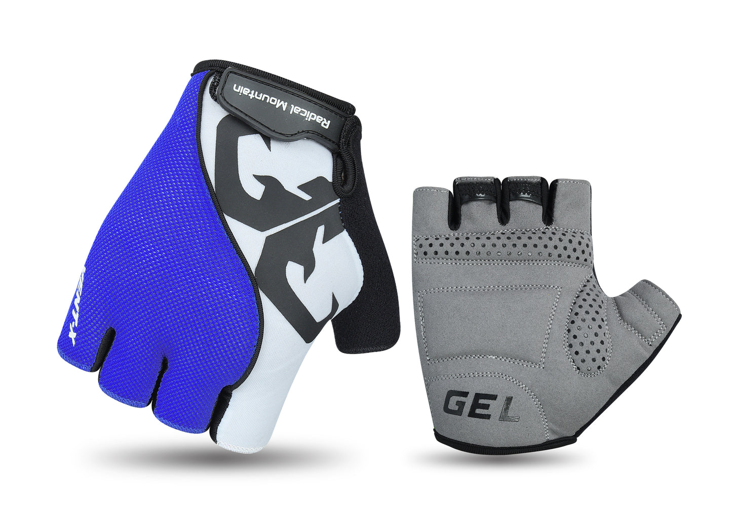 Guantes de dedos cortos Radical Mountain 1454 - Blanco/Azul, Talla M