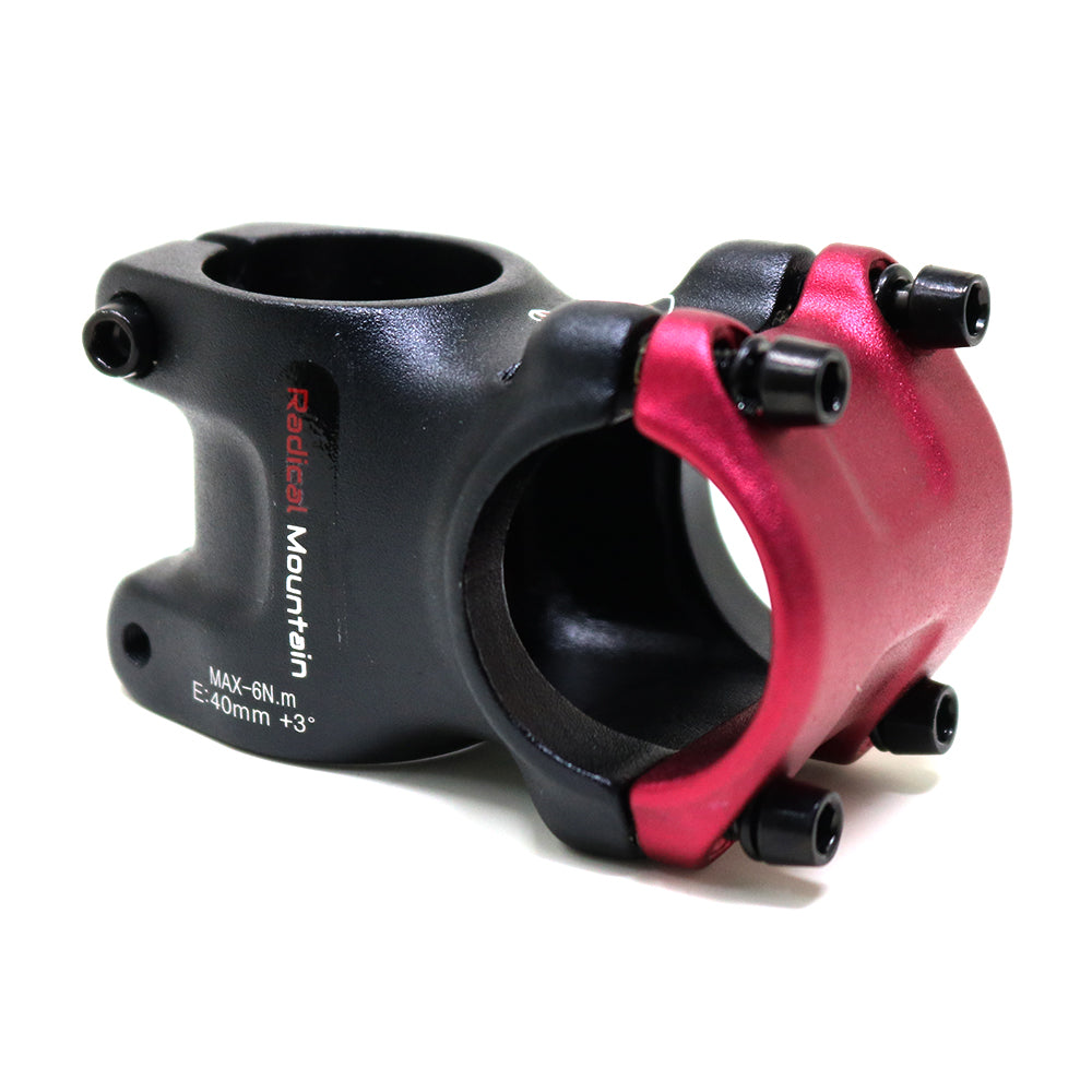 Potencia de aleación Radical Mountain MTB 31,8 x 40 mm, color negro y rojo