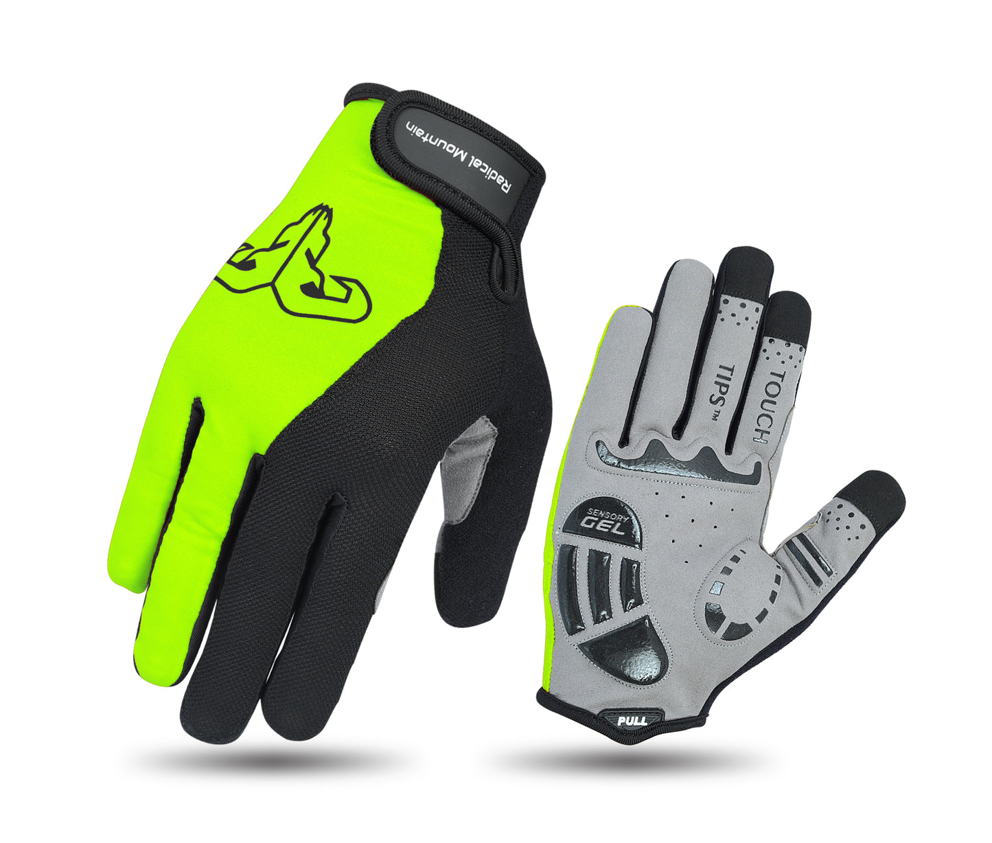 Radical Mountain Long Finger Gloves 1800 - Black/Neon Green Size L