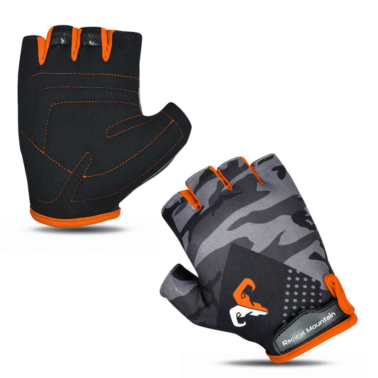 Guantes de dedos cortos Radical Mountain 1460 - Camuflaje/Naranja, Talla M