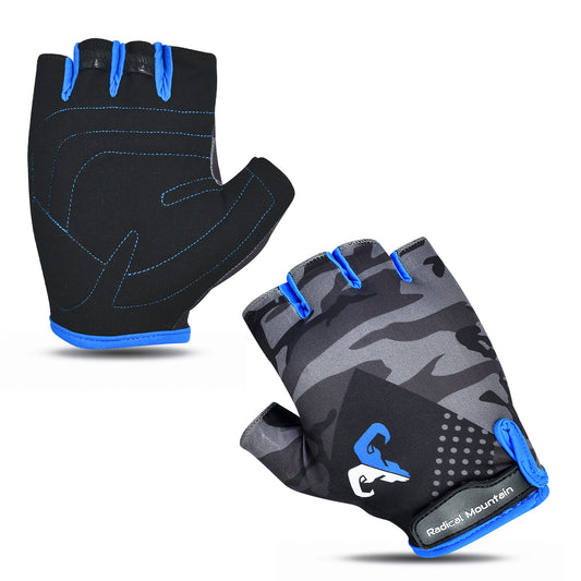 Guantes Radical Mountain de dedos cortos 1460 - Camuflaje/Azul, Talla M